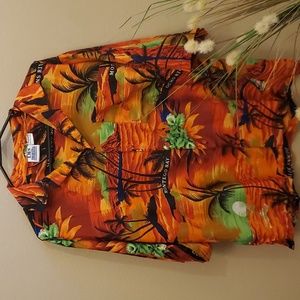 Rare! LMS Tropical Hawaiian Rayon Button Down Short Sleeve Shirt